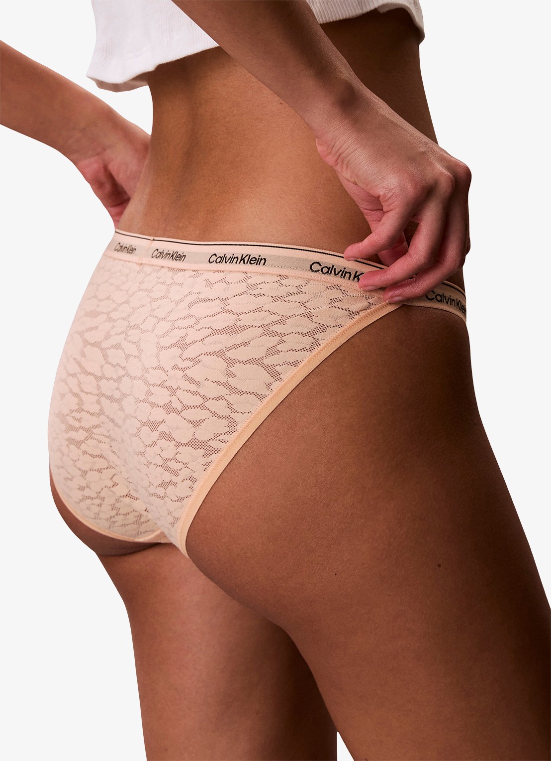 Calvin Klein Slip met logoband - detail 2 perzikroze