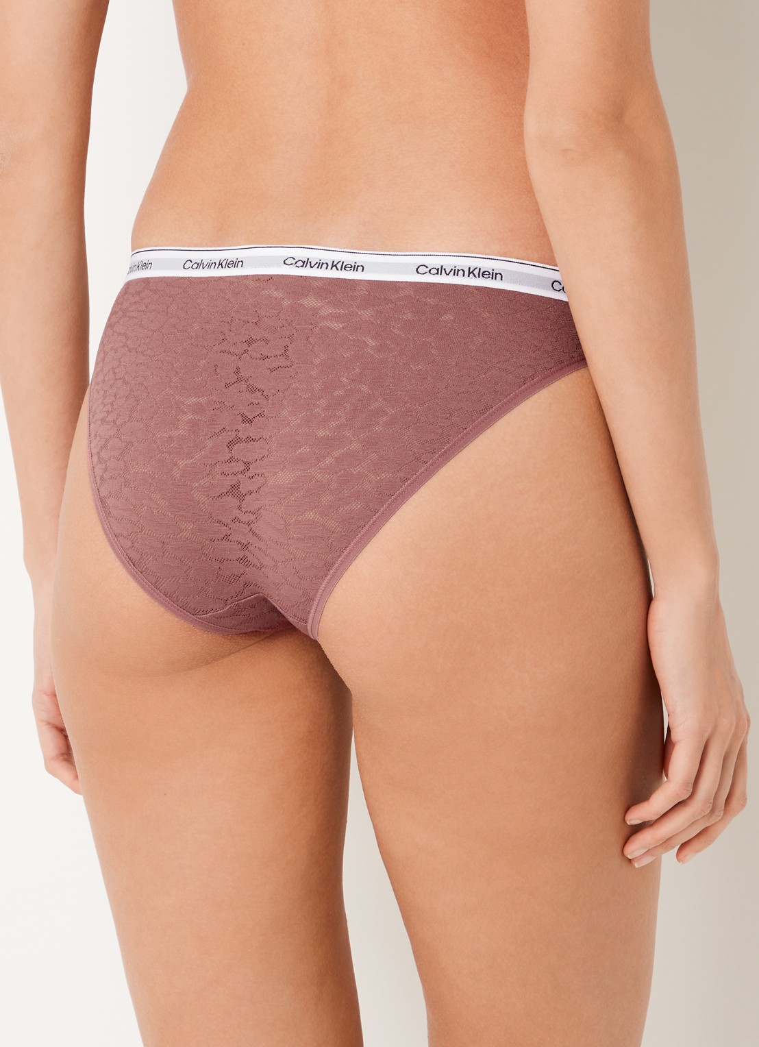 Calvin Klein Slip van mesh met panterprint - achterkant 3 donkerroze