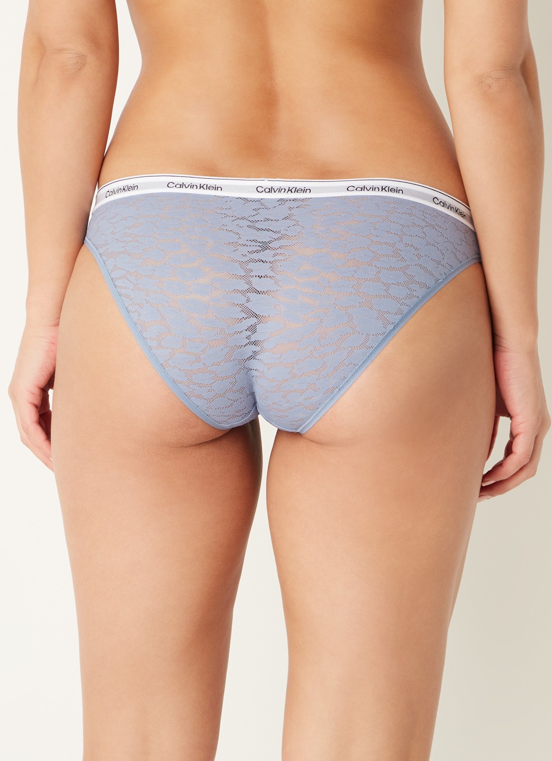 Calvin Klein Slip van mesh met panterprint - achterkant 3 staalblauw