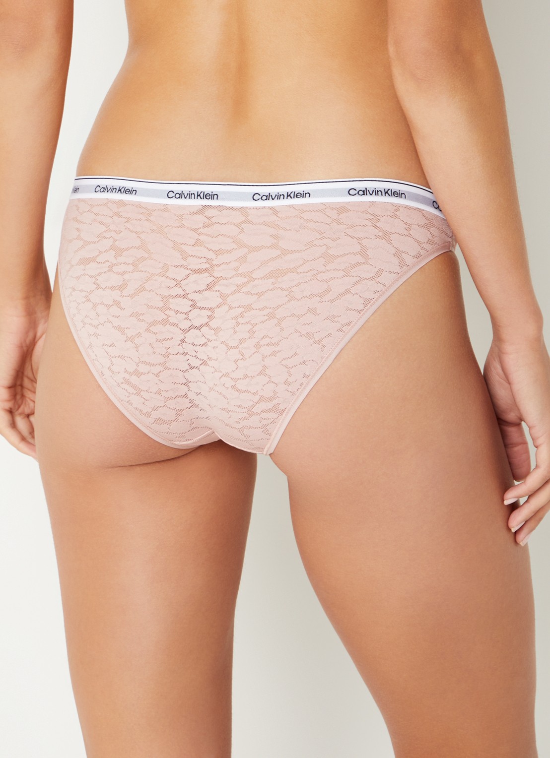Calvin Klein Slip van mesh met panterprint - achterkant oudroze