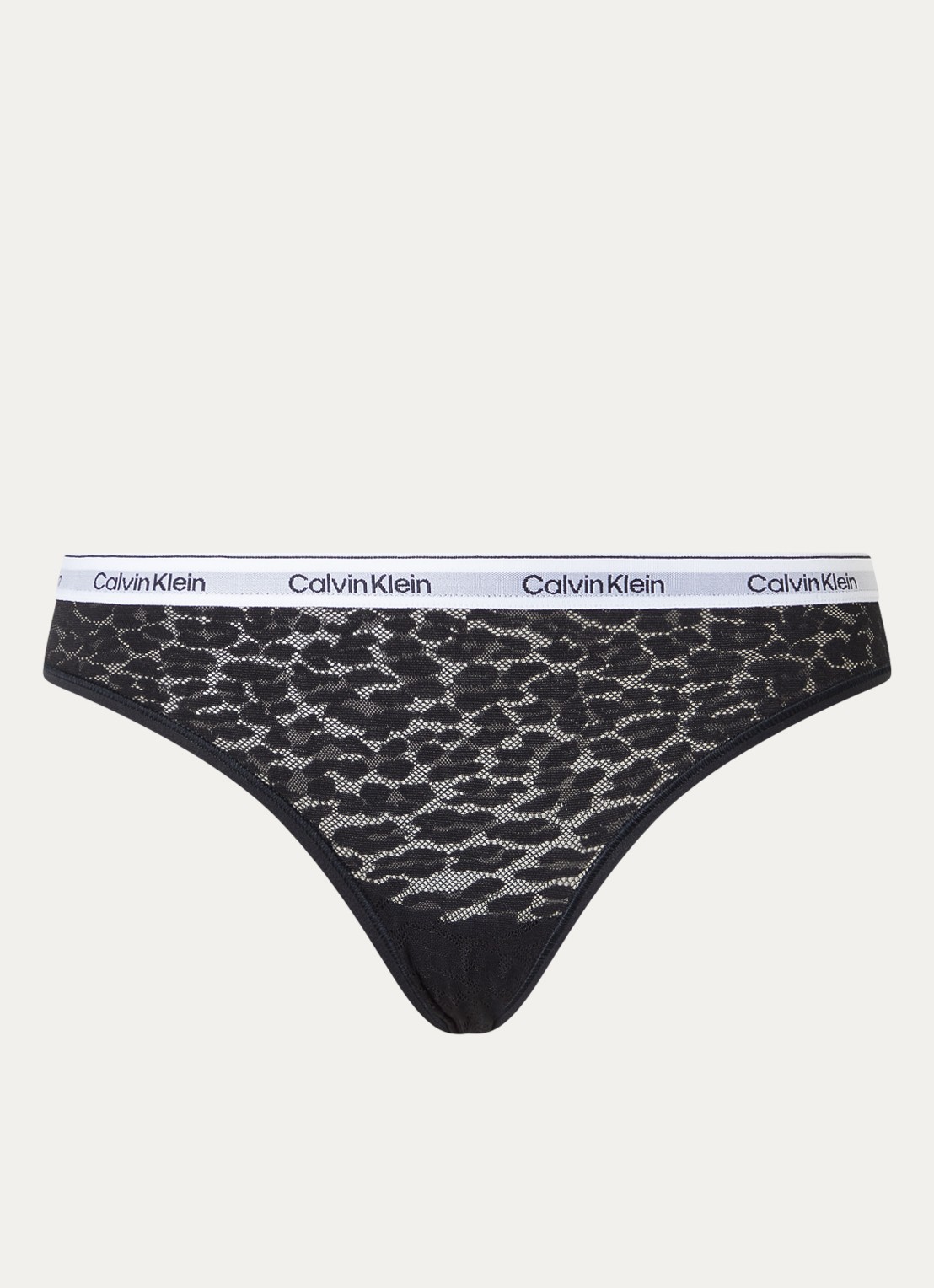 Calvin Klein Slip van mesh met panterprint - voorkant 2 zwart