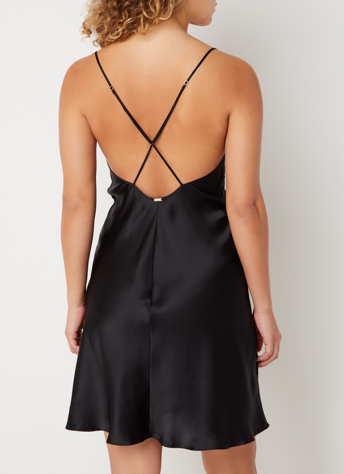 Calvin Klein Slipdress van zijde met kant - achterkant 4 black-ub1
