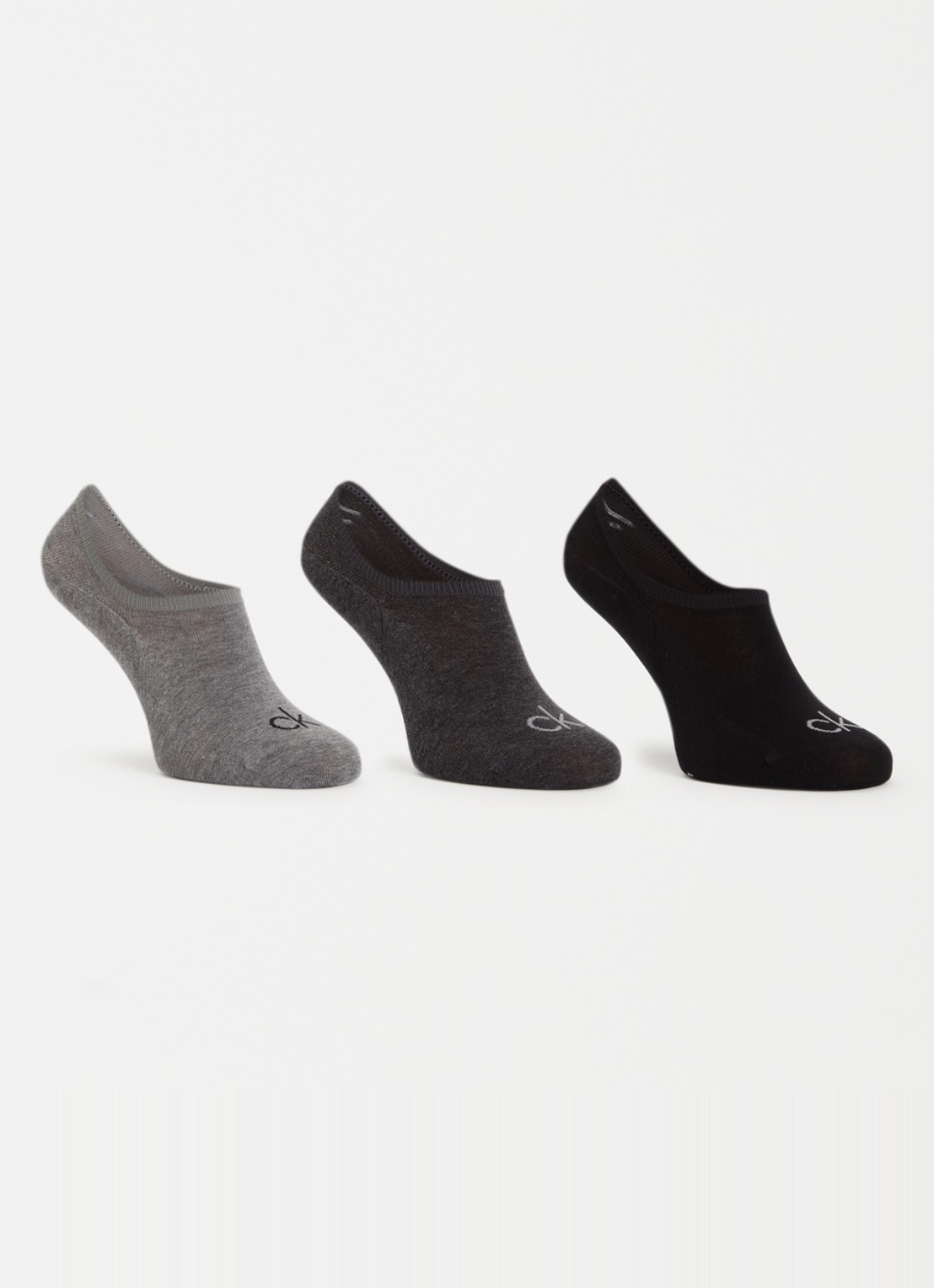 Calvin Klein Sneaker sokken met logo in 3-pack - voorkant 2 grijsmele