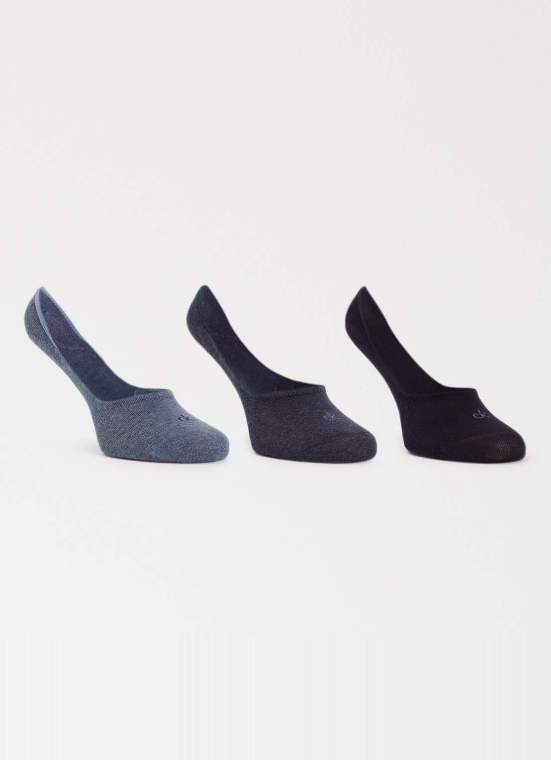 Calvin Klein Sneaker sokken met logo in 3-pack - voorkant 2 blauwgrijs