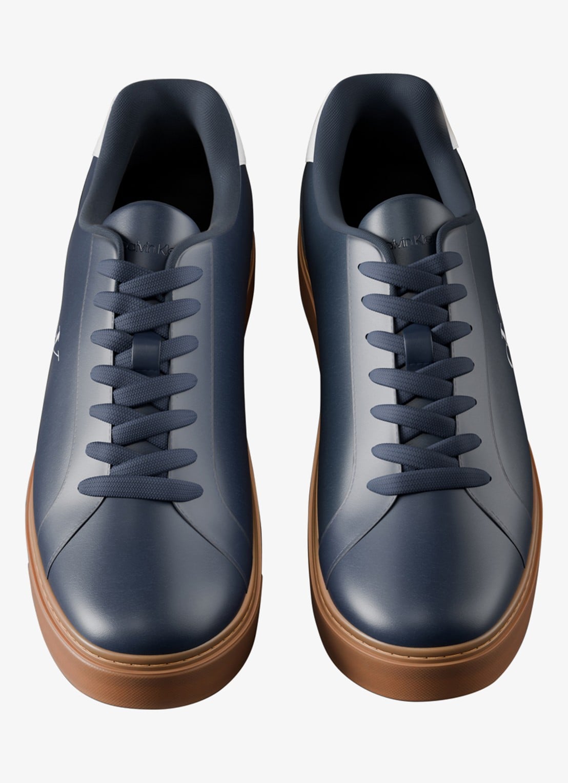 Calvin Klein Sneaker van leer met logo - detail calvin navy/off white/gum-0zv / blauw