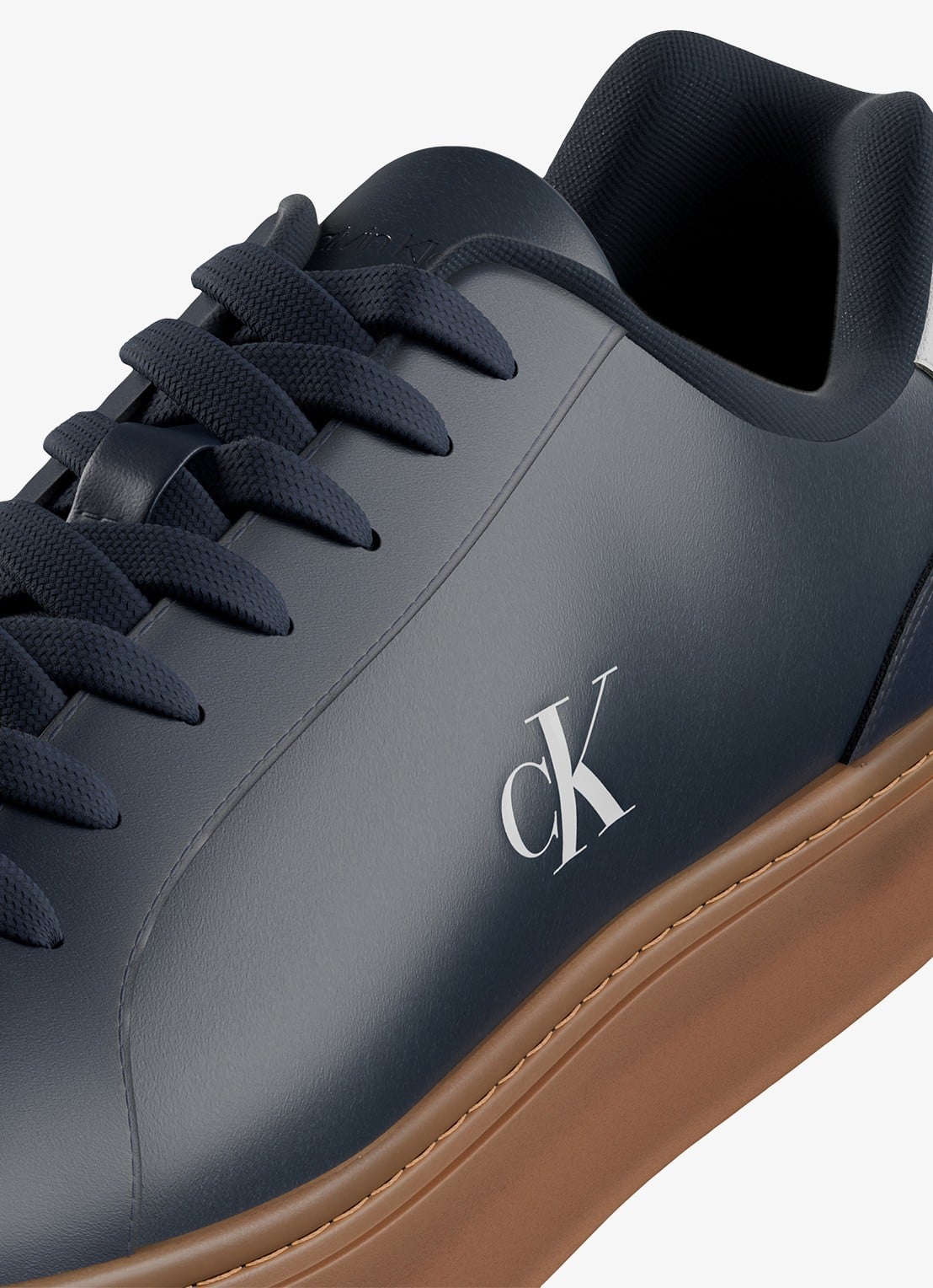 Calvin Klein Sneaker van leer met logo - detail 2 calvin navy/off white/gum-0zv / blauw