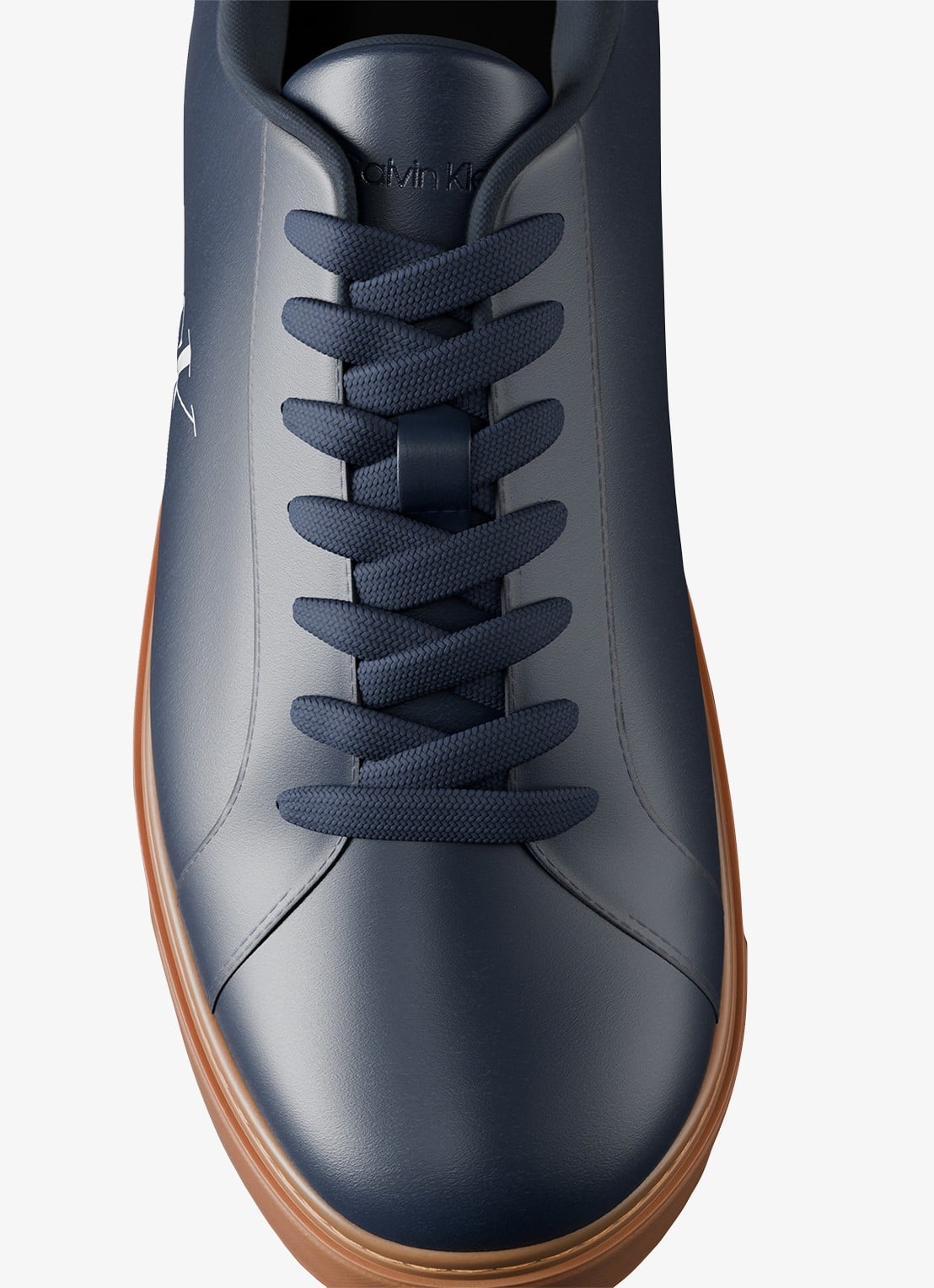 Calvin Klein Sneaker van leer met logo - detail 3 calvin navy/off white/gum-0zv / blauw