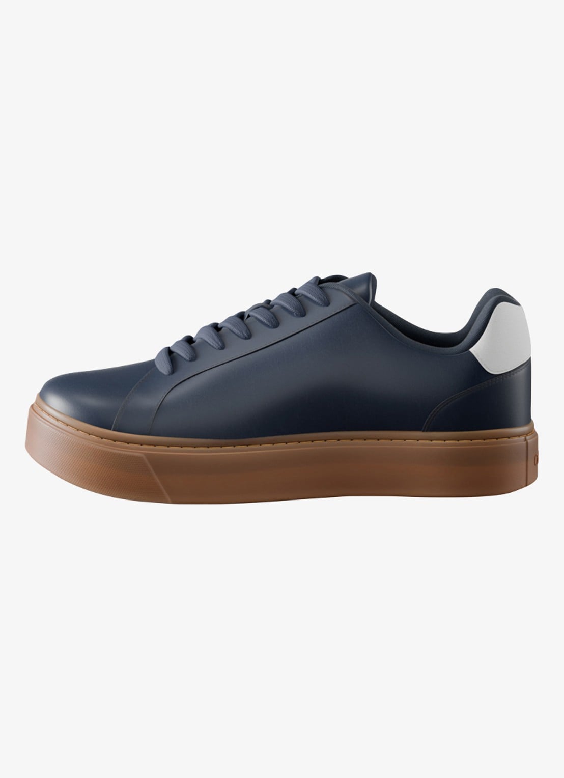 Calvin Klein Sneaker van leer met logo - voorkant 4 calvin navy/off white/gum-0zv / blauw