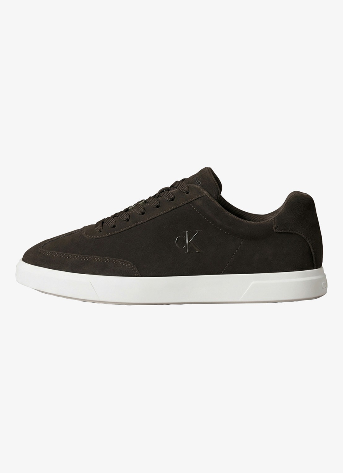 Calvin Klein Sneaker van suède - detail 6 donkerbruin