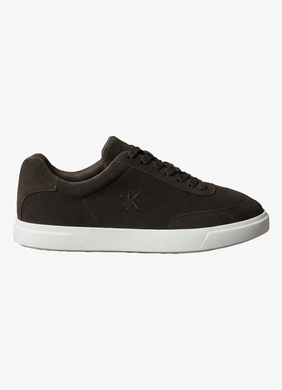 Calvin Klein Sneaker van suède - voorkant 2 donkerbruin