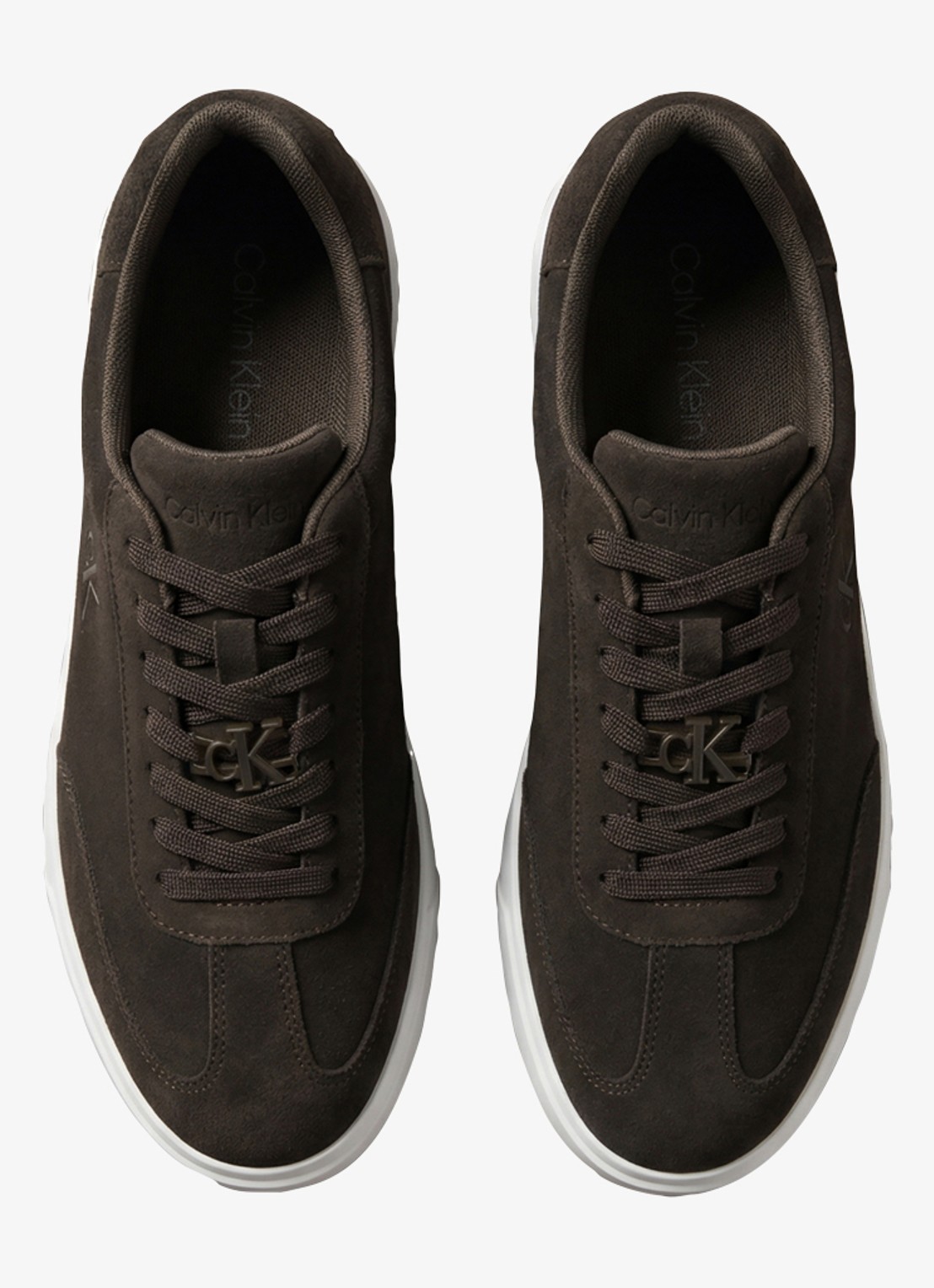 Calvin Klein Sneaker van suède - voorkant 3 donkerbruin