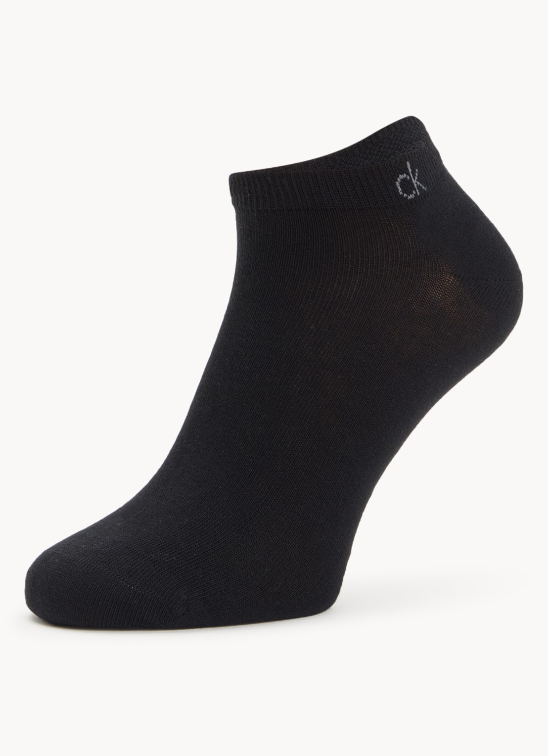 Calvin Klein Sneakersokken met logo in 3-pack - detail zwart