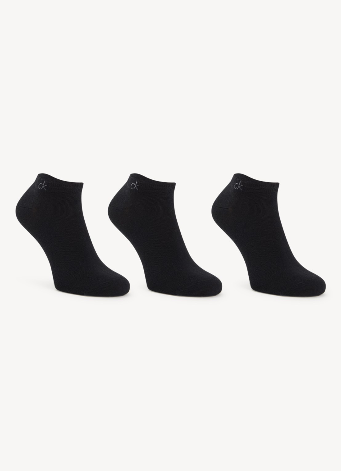 Calvin Klein Sneakersokken met logo in 3-pack - voorkant 2 zwart