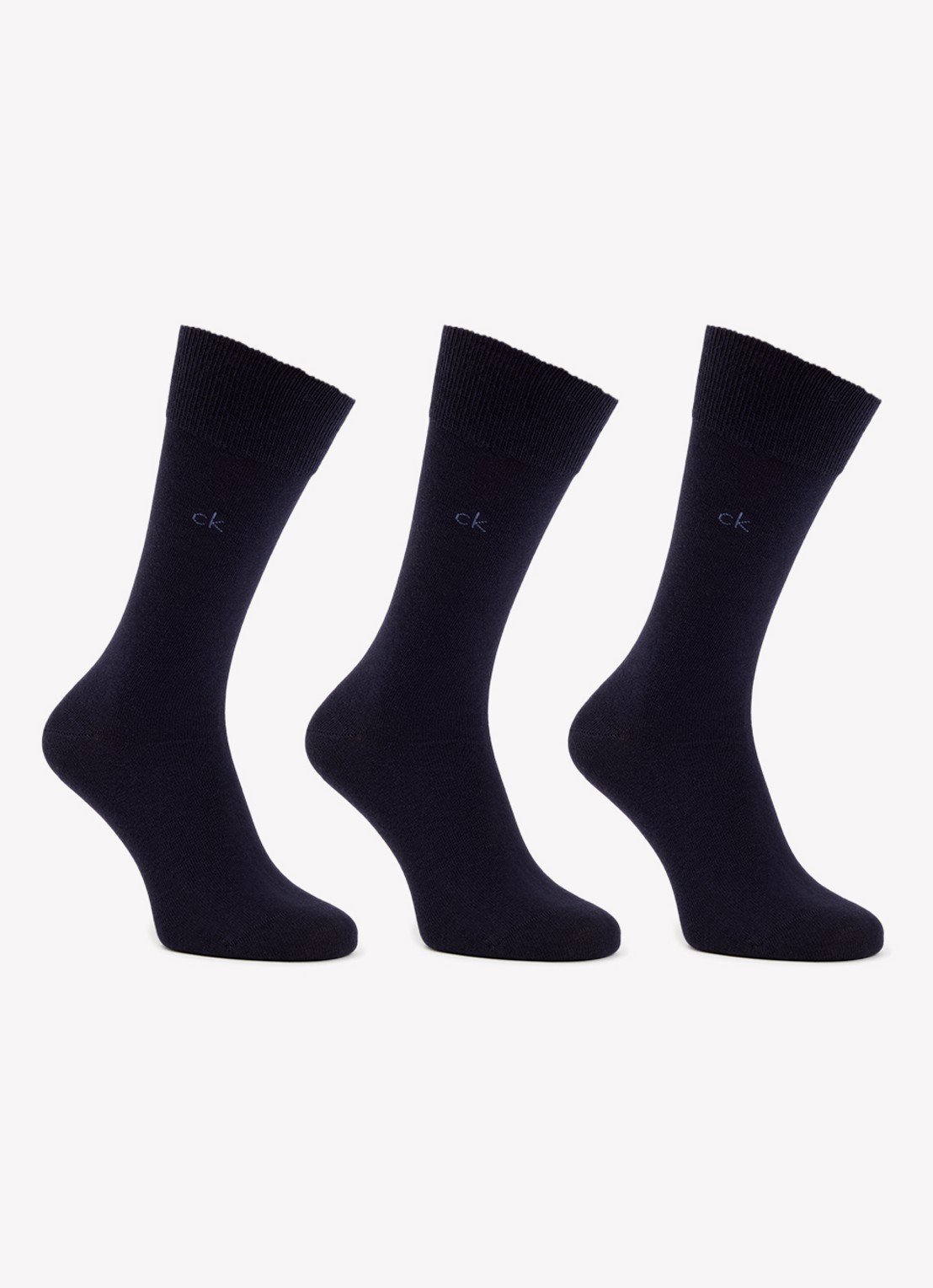 Calvin Klein Sokken met logo in 3-pack - voorkant donkerblauw