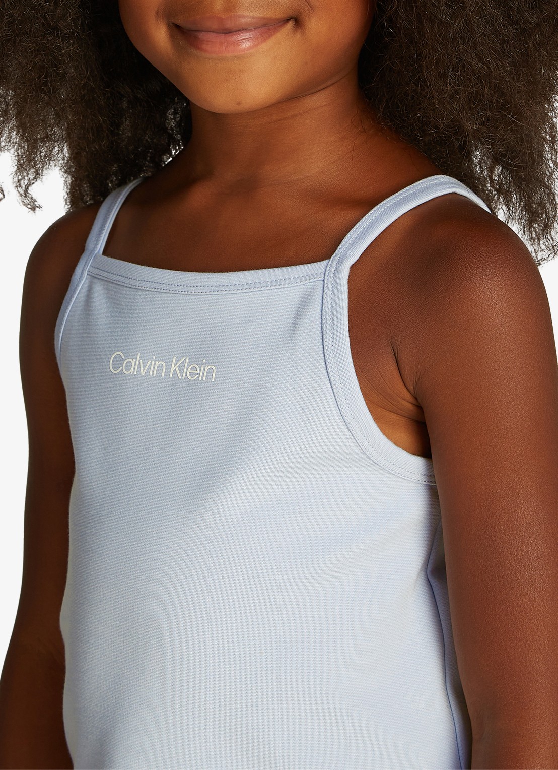 Calvin Klein Spaghetti top met logo - detail lichtblauw