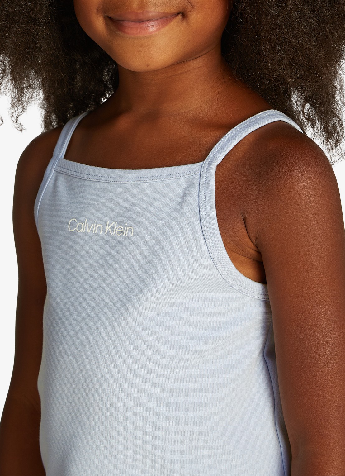 Calvin Klein Spaghetti top met logo - detail 2 lichtblauw