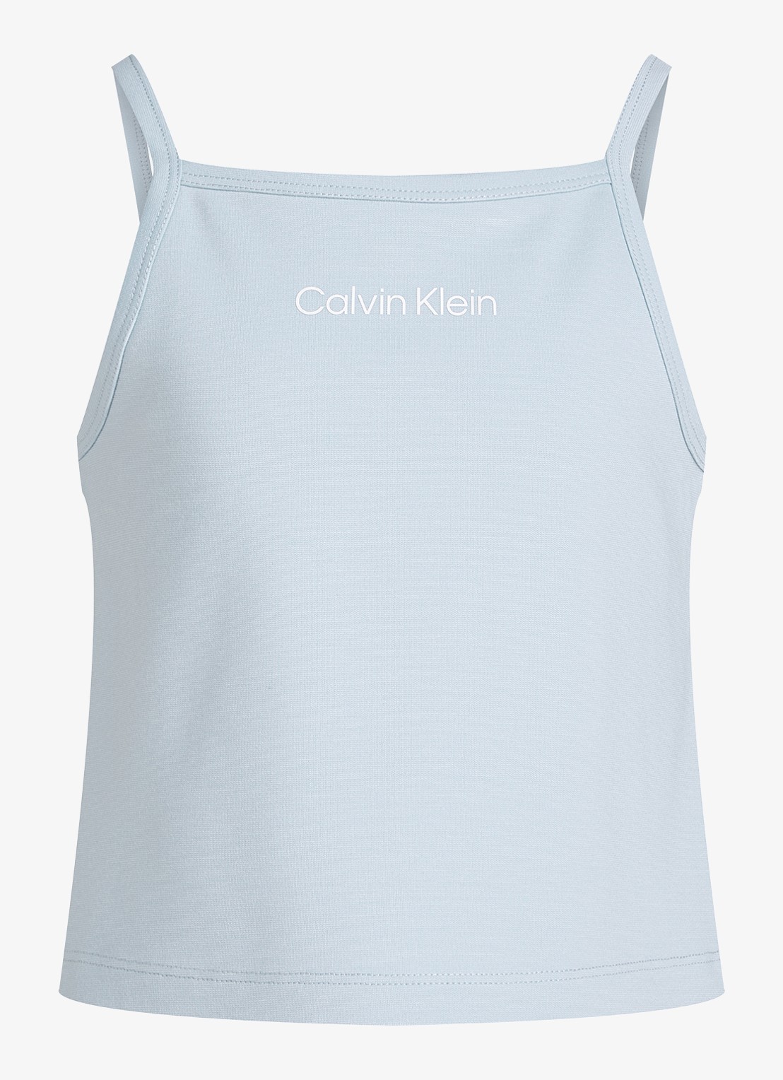 Calvin Klein Spaghetti top met logo - voorkant 4 lichtblauw