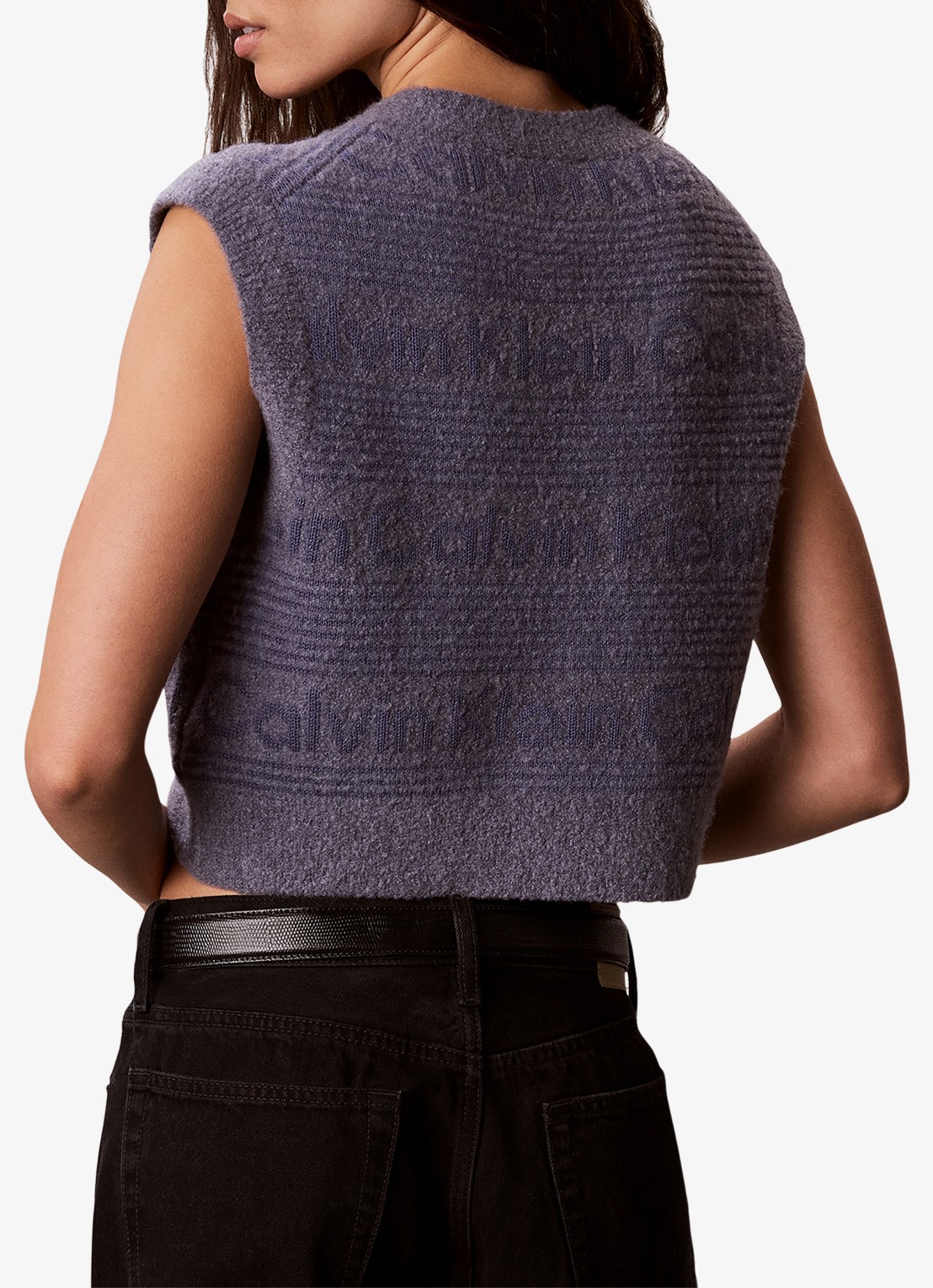 Calvin Klein Spencer in wolblend met logoprint - achterkant 3 paars