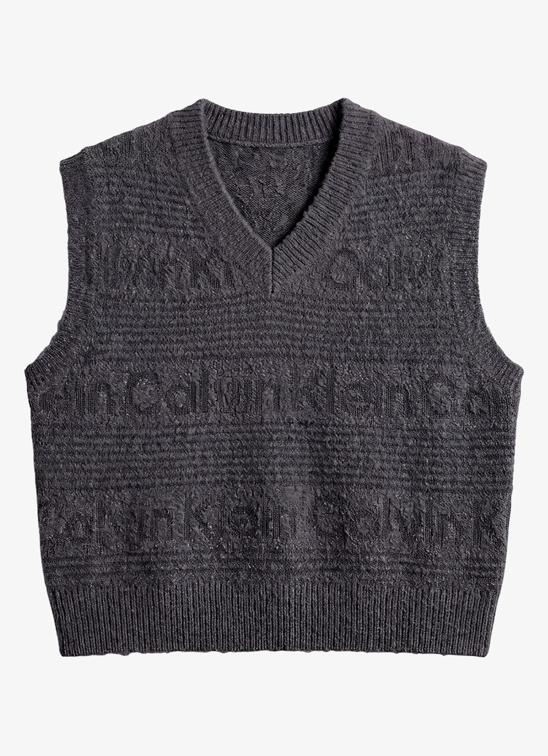 Calvin Klein Spencer in wolblend met logoprint - voorkant paars