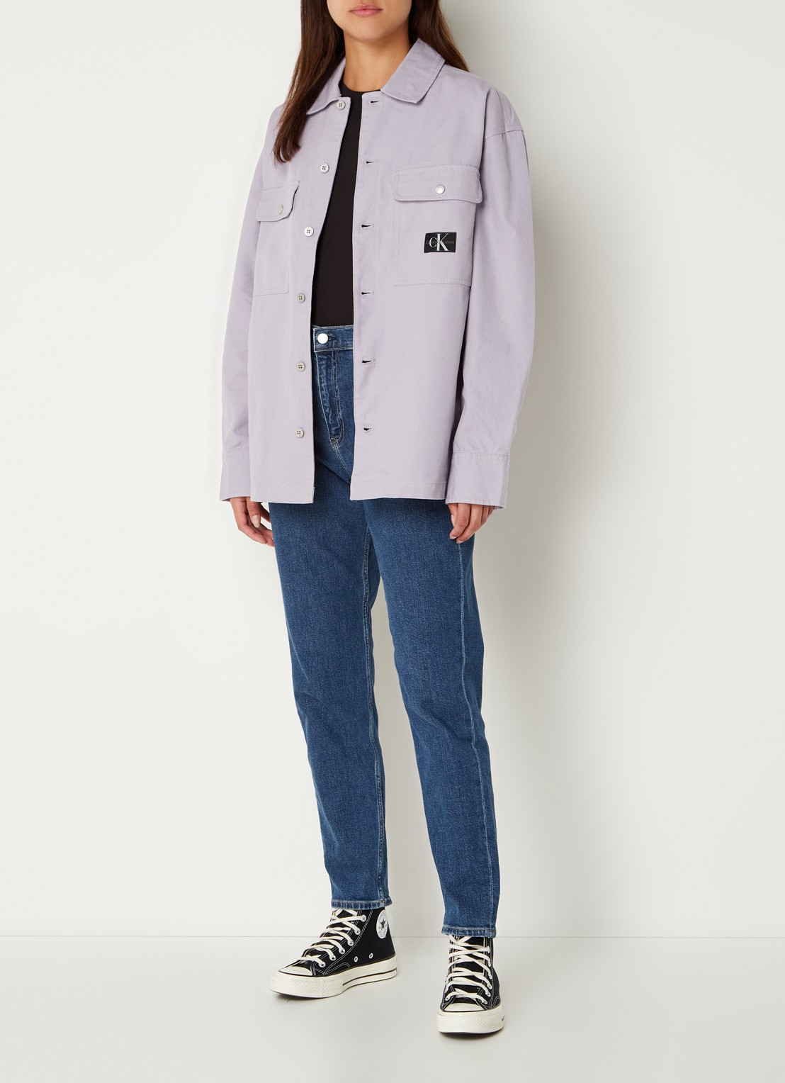 Calvin Klein Spijkerjas met klepzakken en logoborduring - voorkant 3 lila