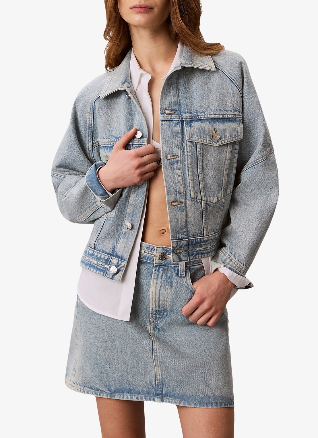 Calvin Klein Spijkerjas met logo - voorkant 2 denim