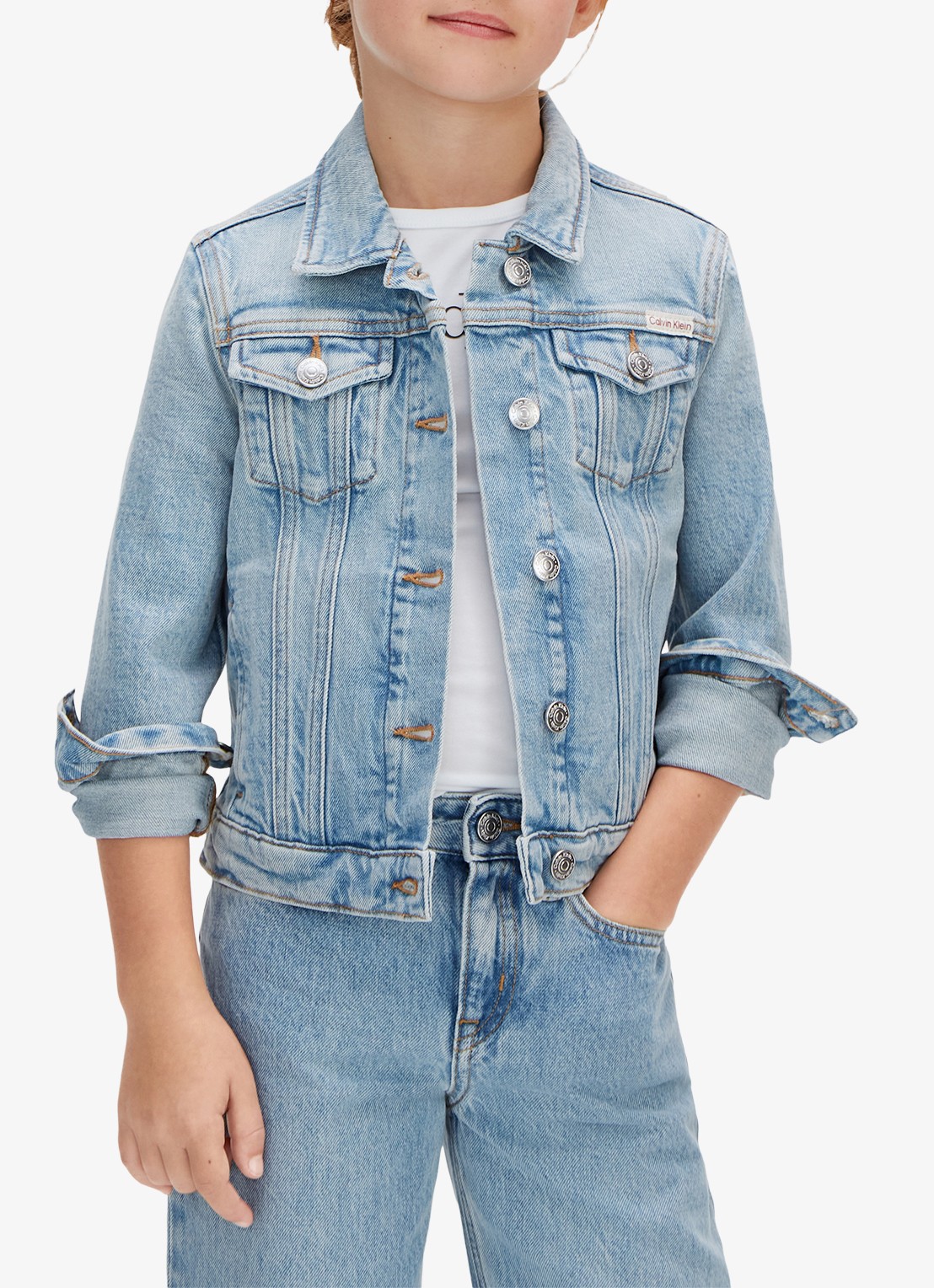 Calvin Klein Spijkerjas met steekzakken - detail indigo