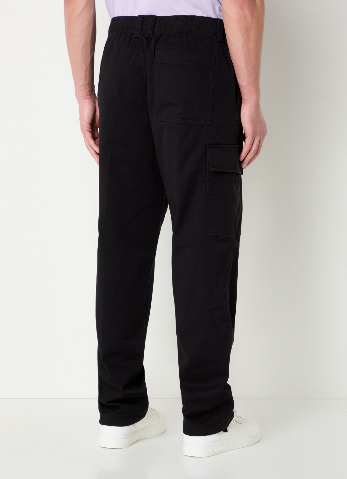 Calvin Klein Straight fit cargobroek met steekzakken en logo - achterkant zwart