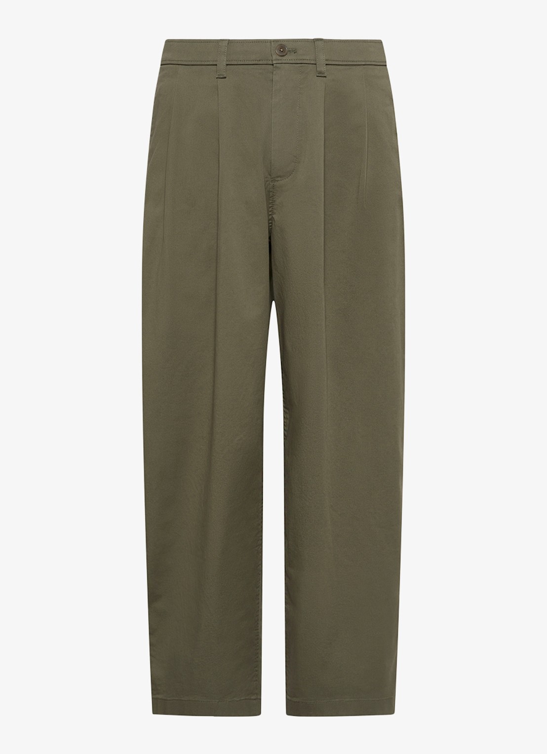 Calvin Klein Straight fit chino met plooien - voorkant 2 olijfgroen