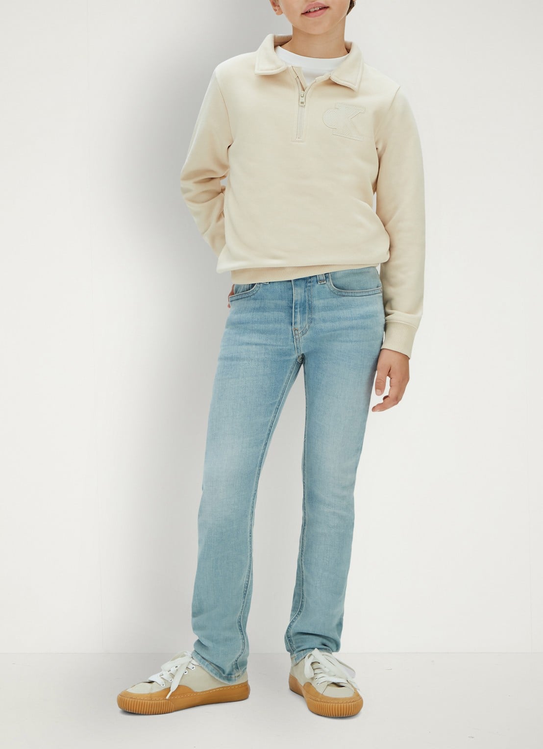 Calvin Klein Straight fit jeans met lichte wassing - voorkant 3 indigo