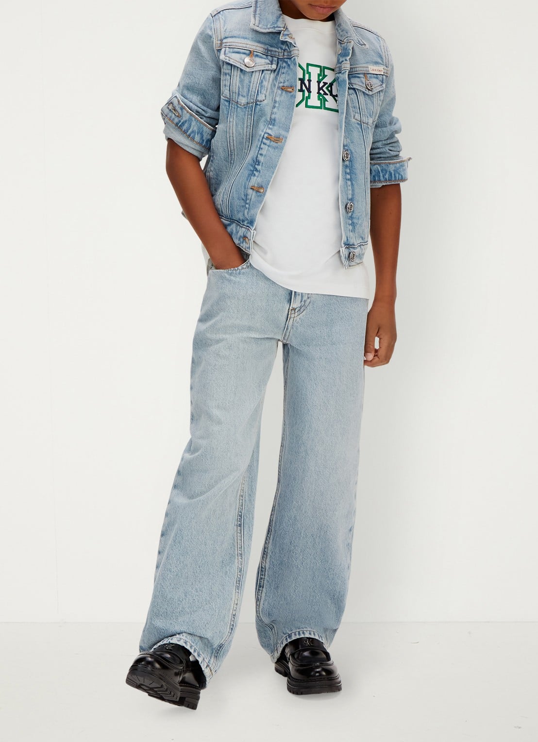 Calvin Klein Straight fit jeans met lichte wassing - detail 6 denim