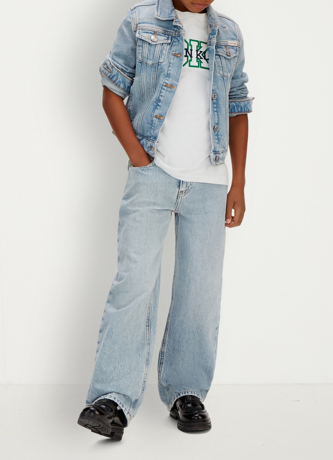 Calvin Klein Straight fit jeans met lichte wassing - voorkant 3 denim