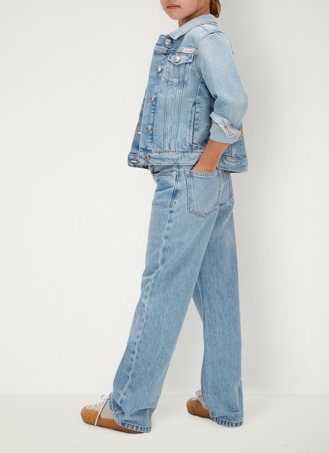 Calvin Klein Straight fit jeans met lichte wassing - achterkant 5 indigo