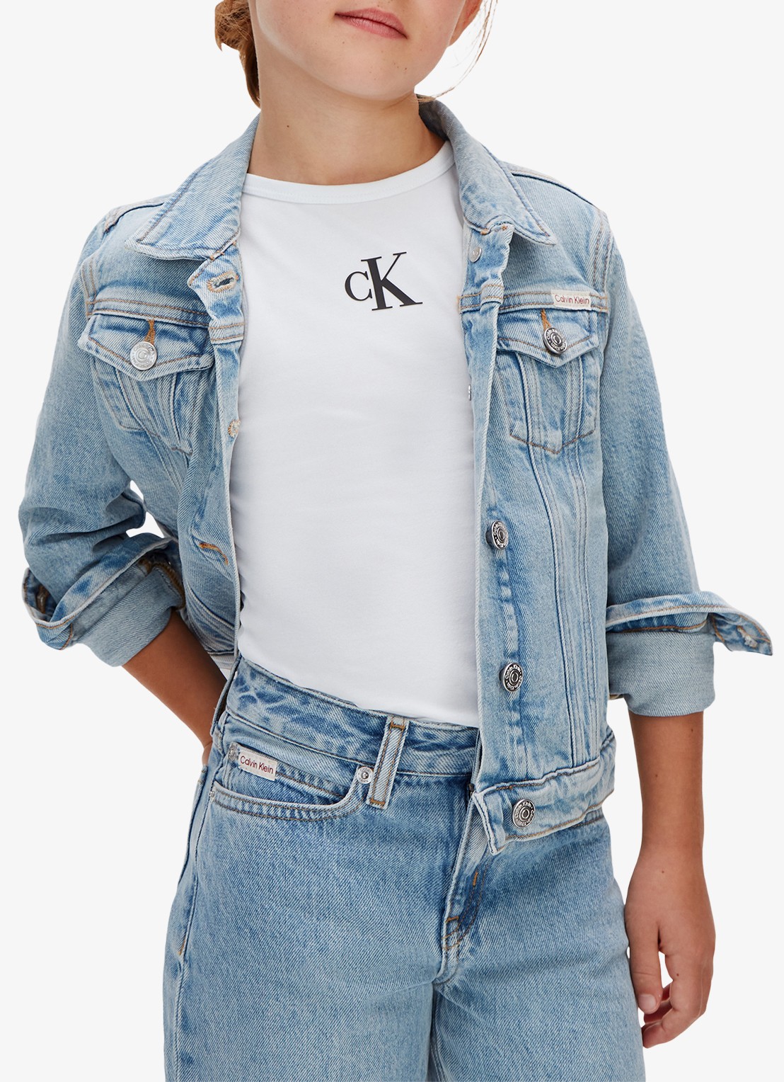 Calvin Klein Straight fit jeans met lichte wassing - detail 3 indigo