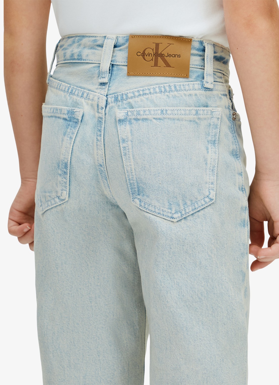 Calvin Klein Straight fit jeans met lichte wassing - detail 3 lichtblauw