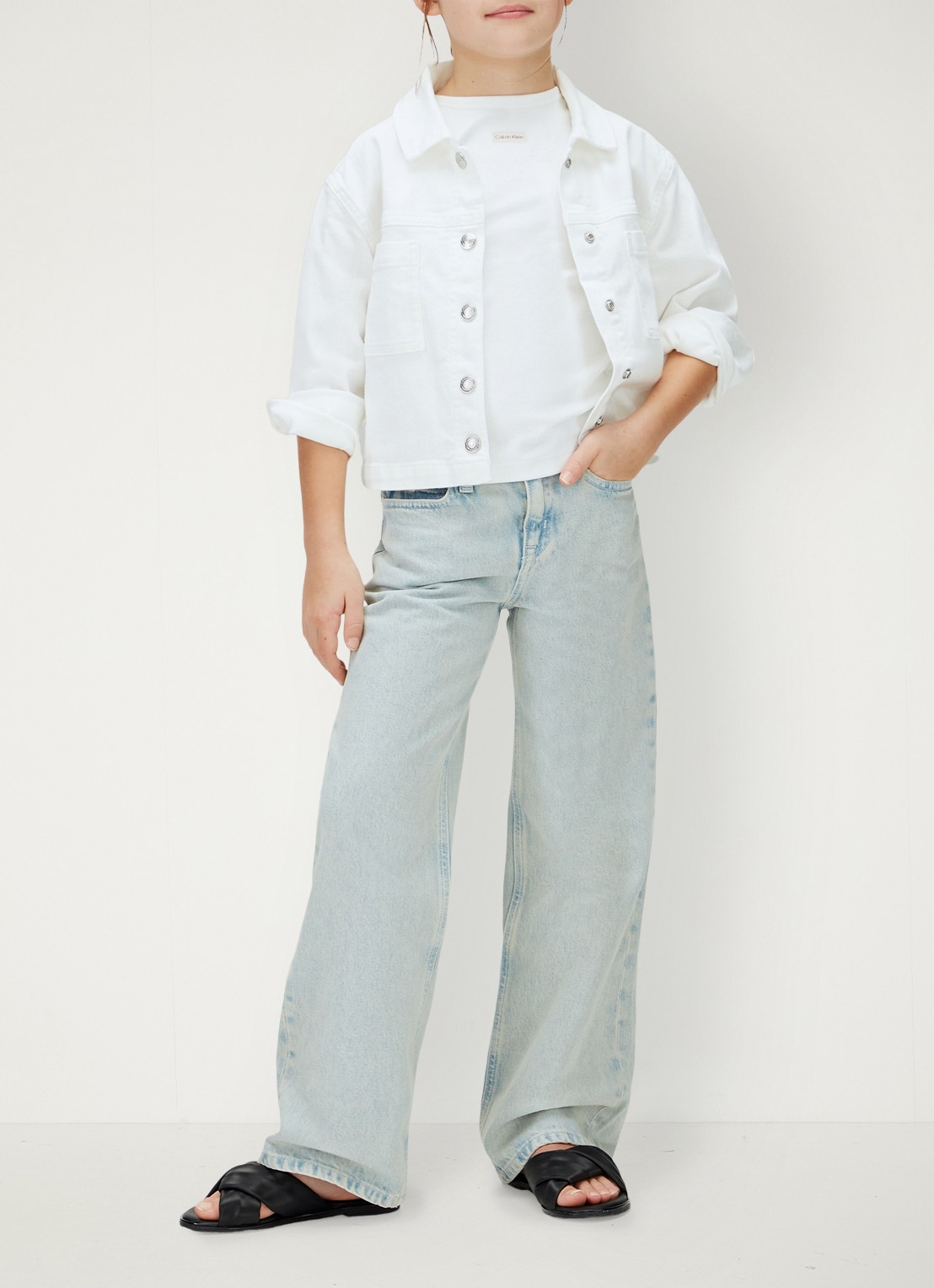 Calvin Klein Straight fit jeans met lichte wassing - voorkant 5 lichtblauw