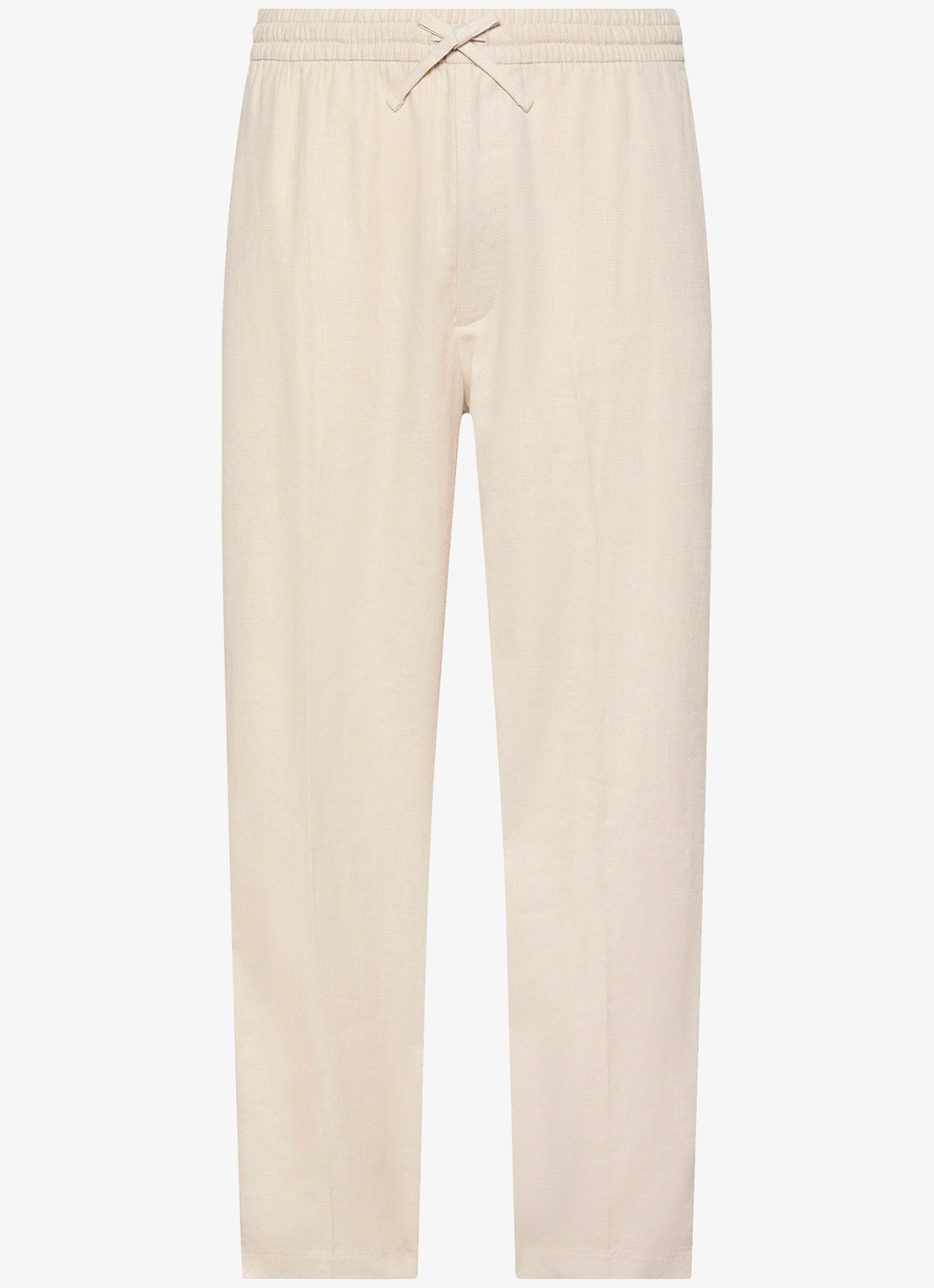 Calvin Klein Straight fit pantalon in linnenblend - voorkant beige