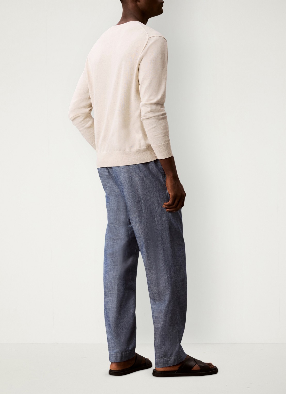 Calvin Klein Straight fit pantalon met trekkoord - achterkant 5 blue descent-c32 /  lichtblauw