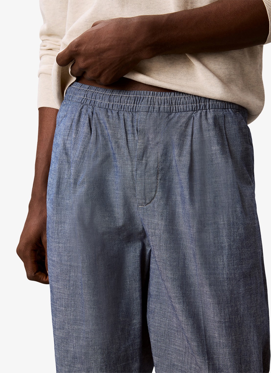 Calvin Klein Straight fit pantalon met trekkoord - detail 3 blue descent-c32 /  lichtblauw