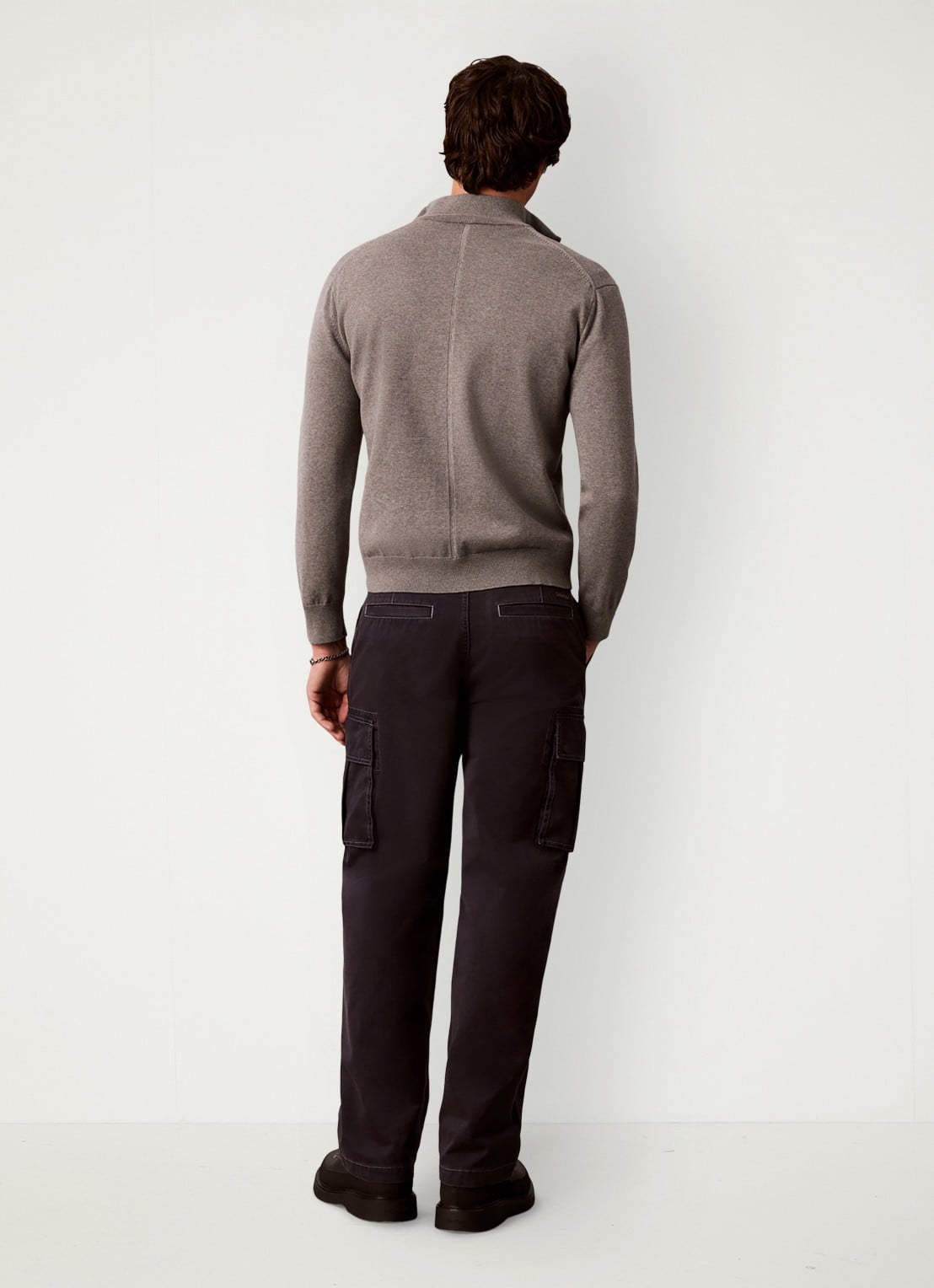 Calvin Klein Straight leg cargobroek met opgestikte zakken - achterkant 7 donkergrijs