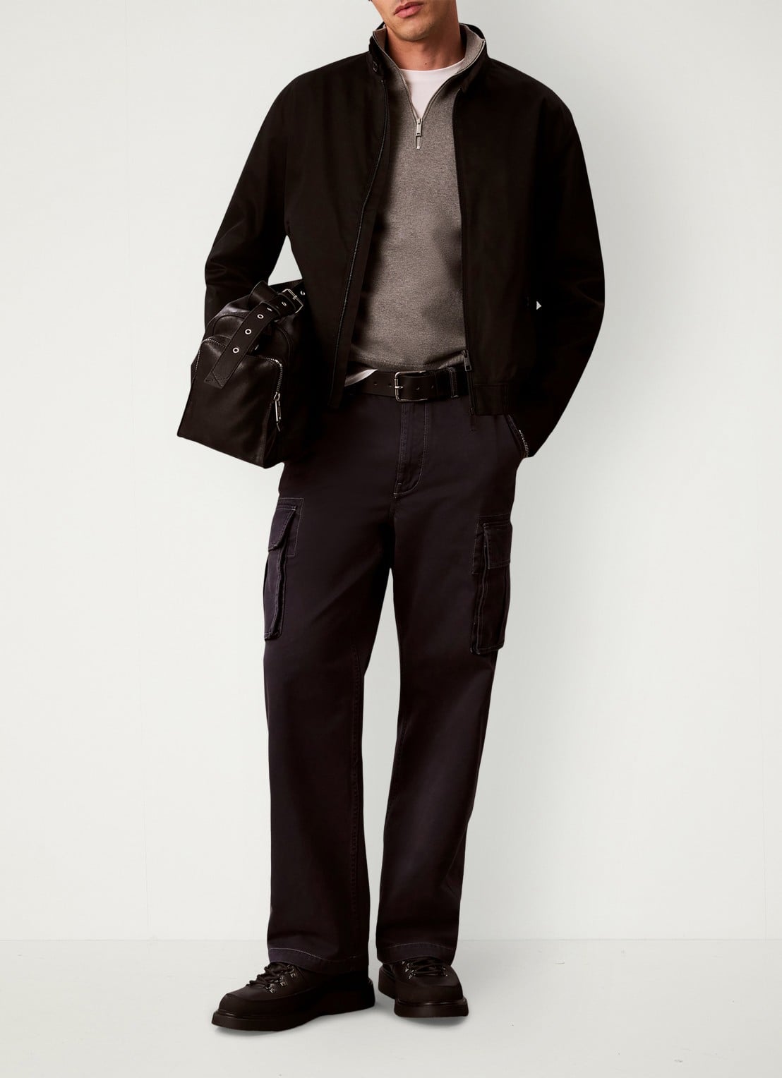 Calvin Klein Straight leg cargobroek met opgestikte zakken - detail 3 donkergrijs