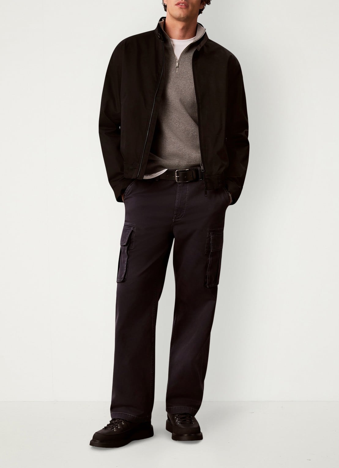Calvin Klein Straight leg cargobroek met opgestikte zakken - voorkant 6 donkergrijs
