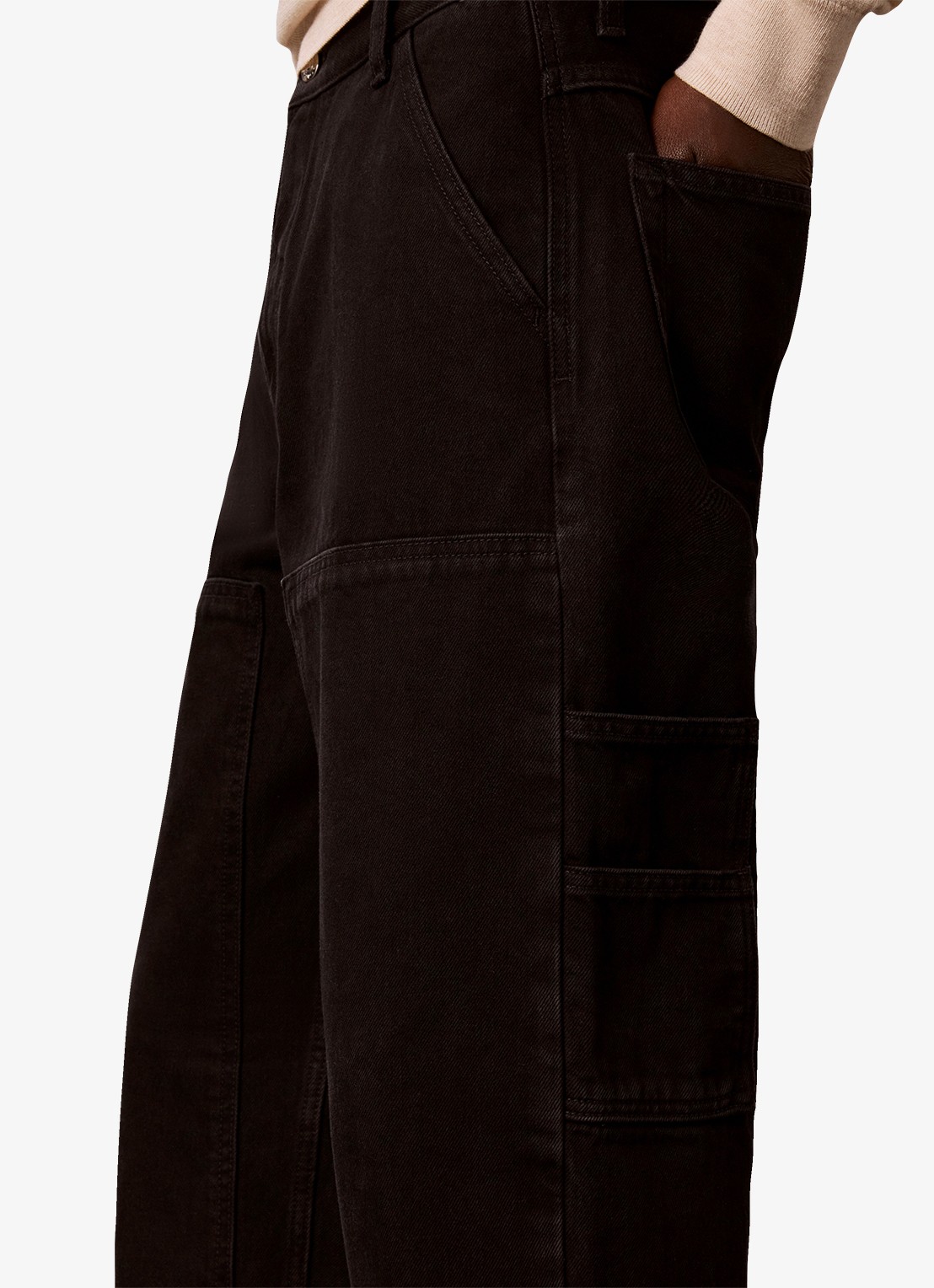 Calvin Klein Straight leg carpenter jeans met gekleurde wassing - detail 4 zwart