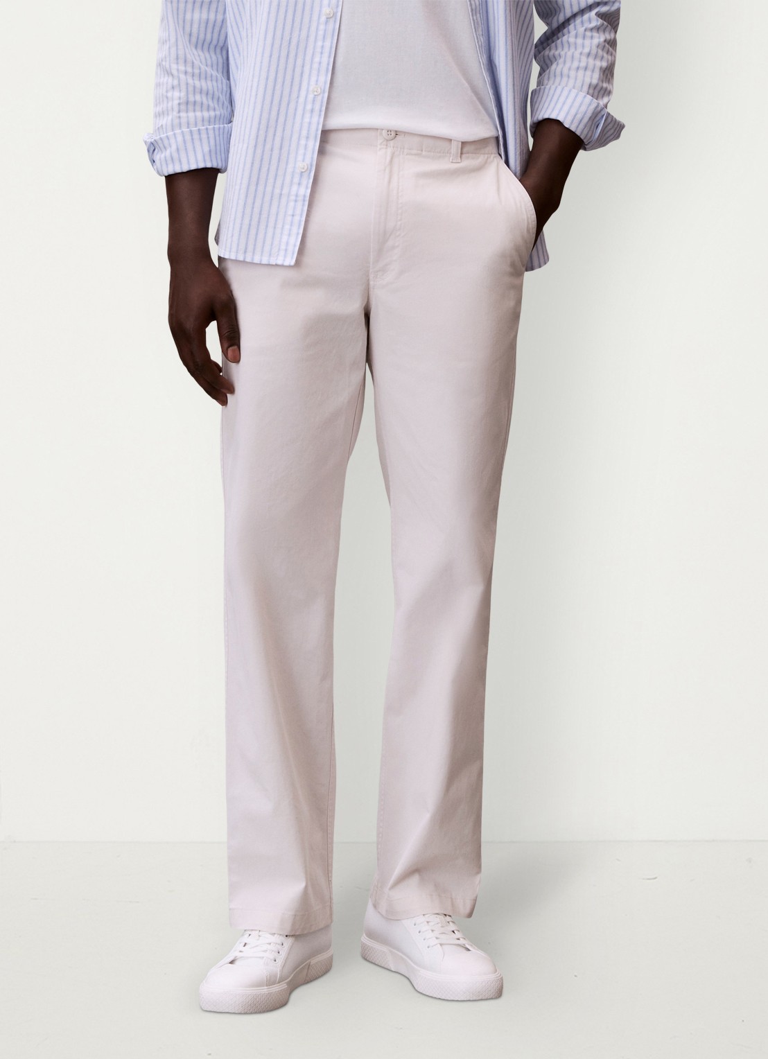 Calvin Klein Straight leg chino in katoenblend - detail wit