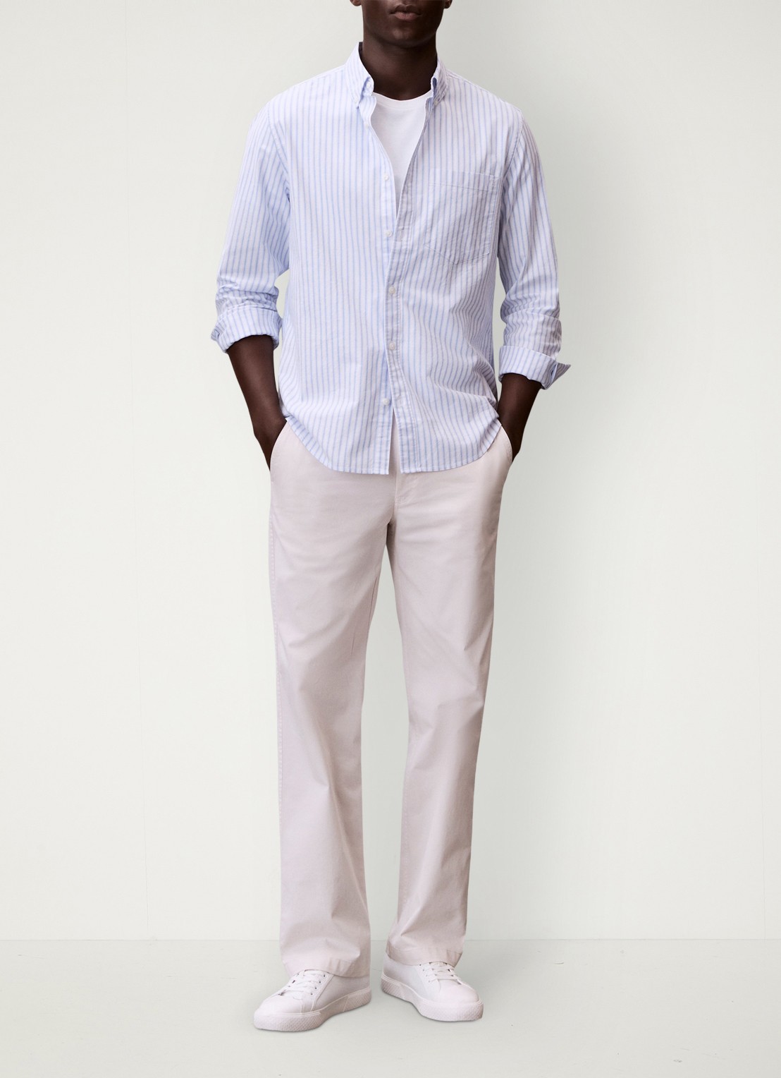 Calvin Klein Straight leg chino in katoenblend - voorkant 5 wit