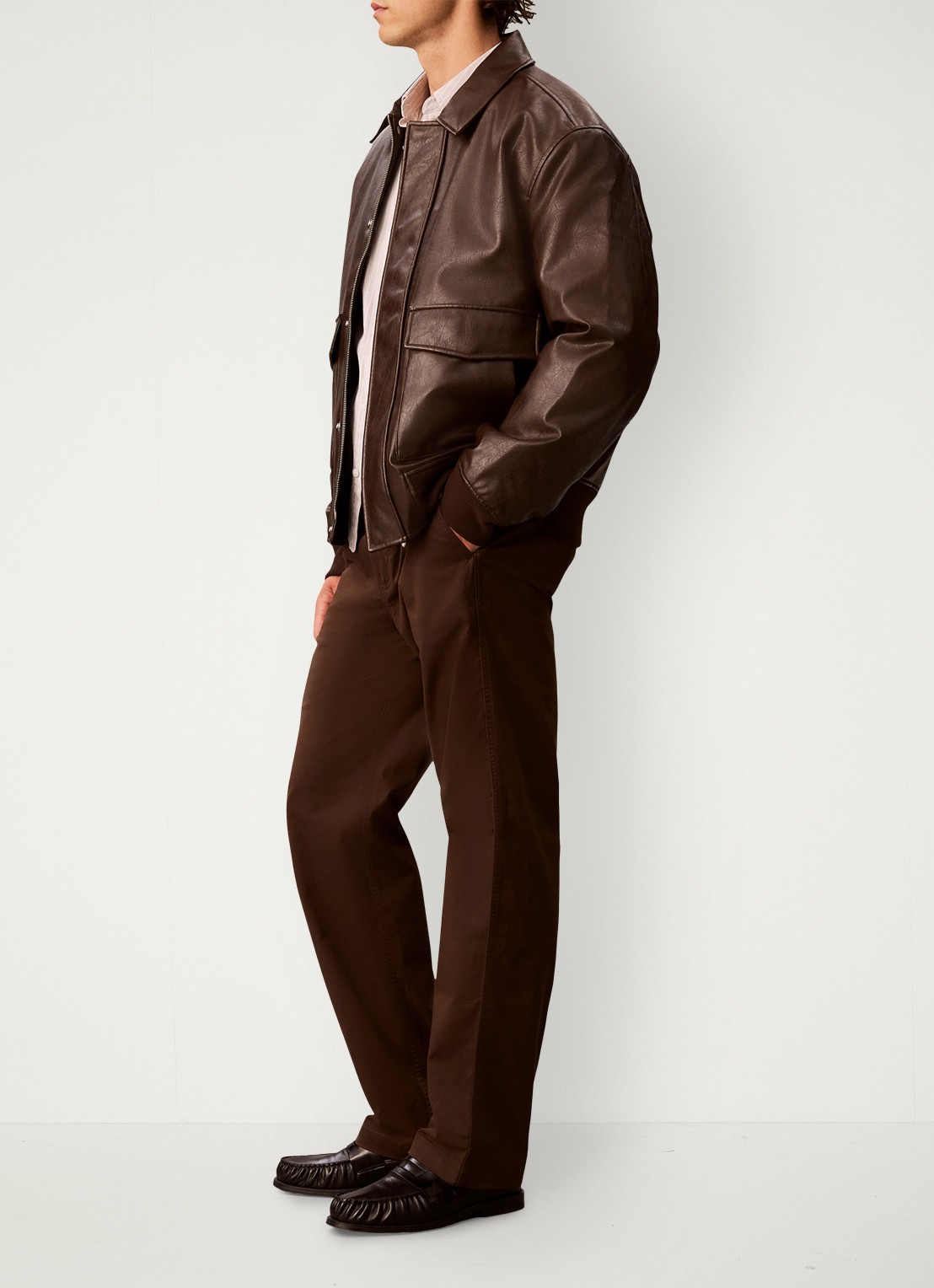 Calvin Klein Straight leg chino in katoenblend - detail 5 brown cork-wfm