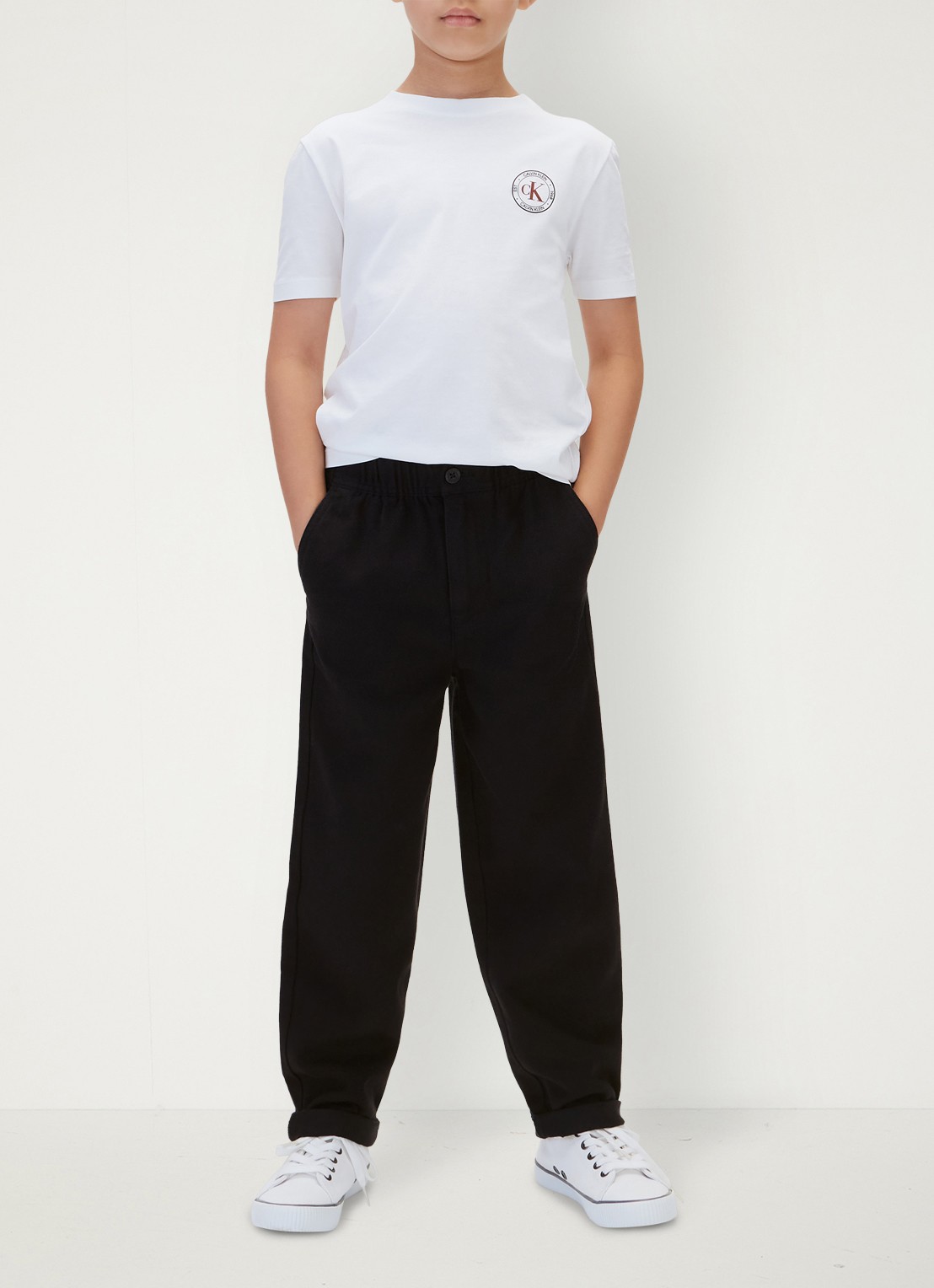 Calvin Klein Straight leg chino met logo - detail 3 pvh black-beh /  zwart
