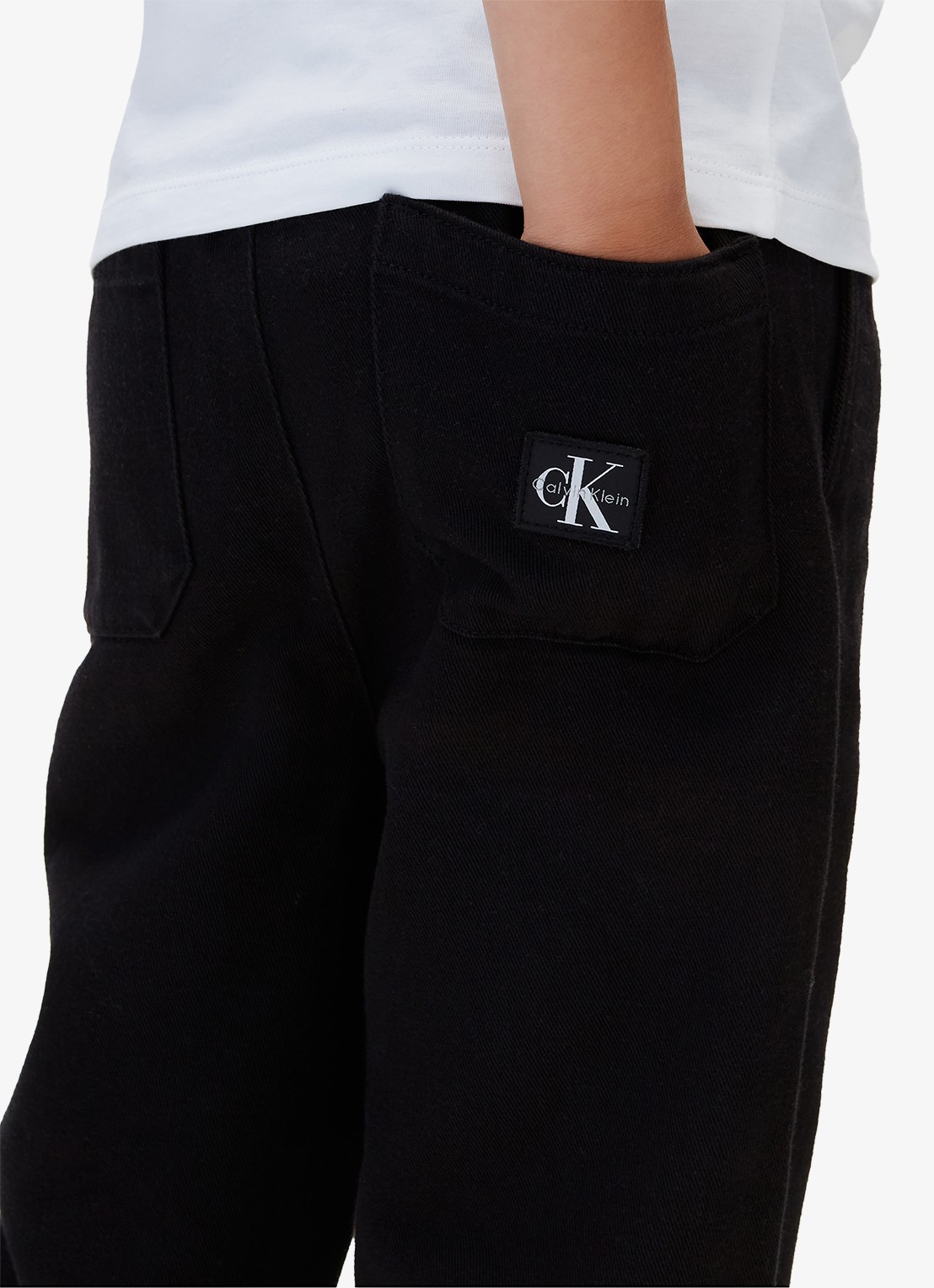 Calvin Klein Straight leg chino met logo - detail 5 pvh black-beh /  zwart
