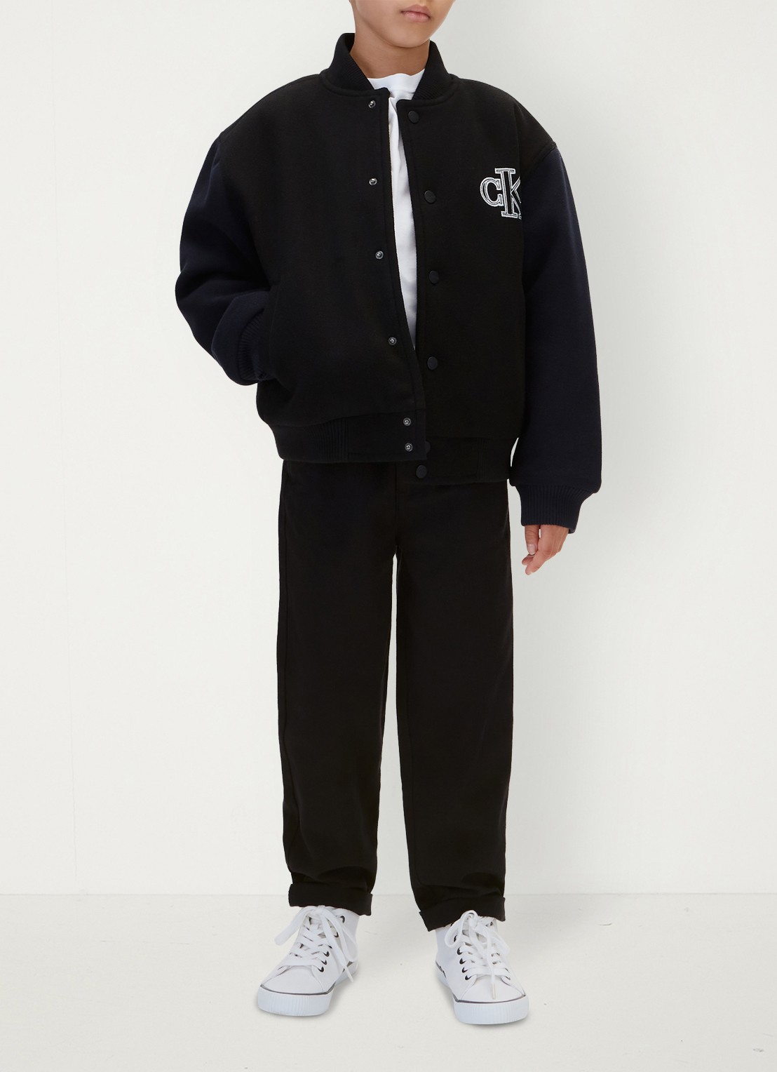 Calvin Klein Straight leg chino met logo - voorkant 7 pvh black-beh /  zwart