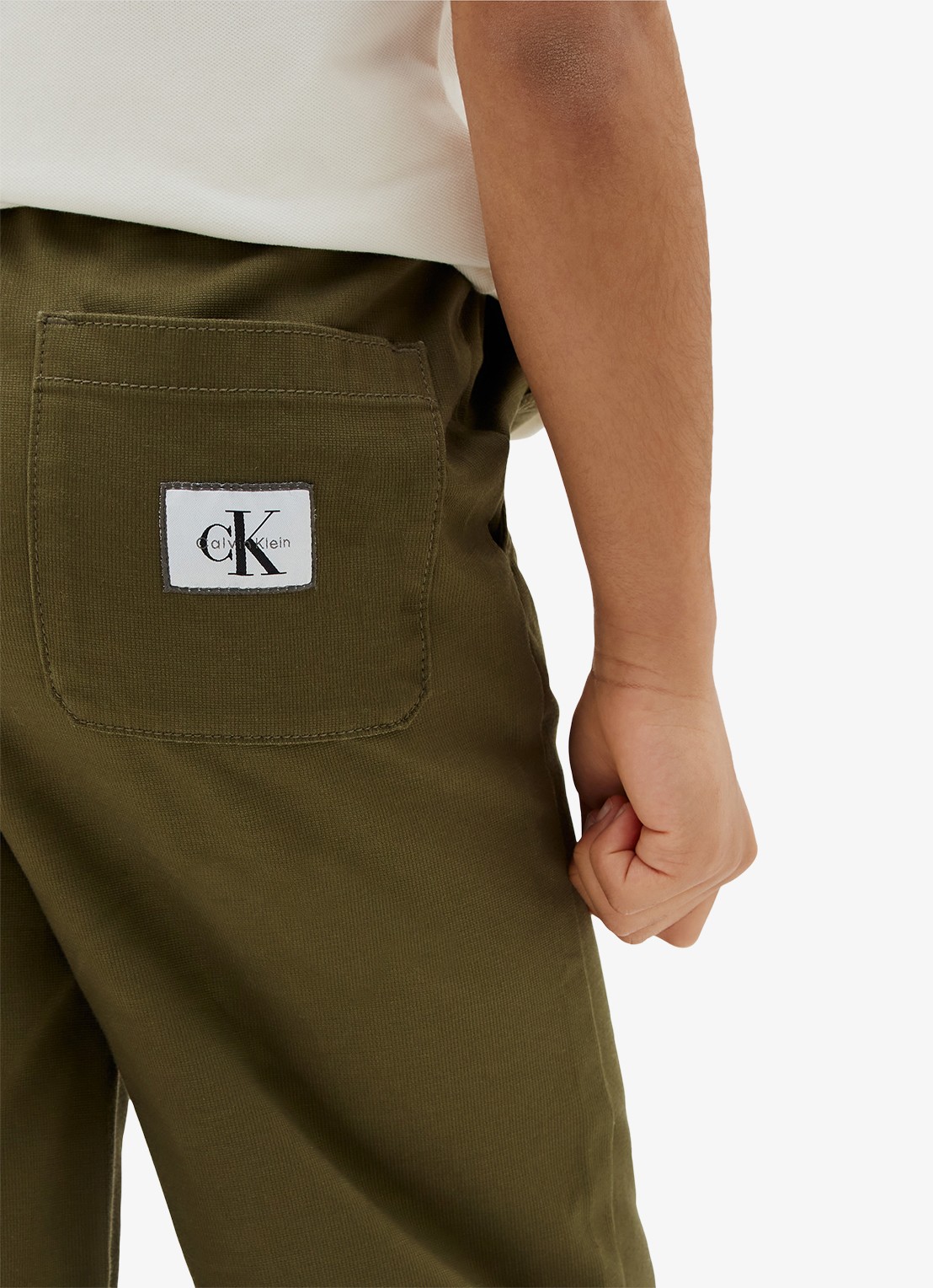 Calvin Klein Straight leg chino met logo - detail 2 olijfgroen