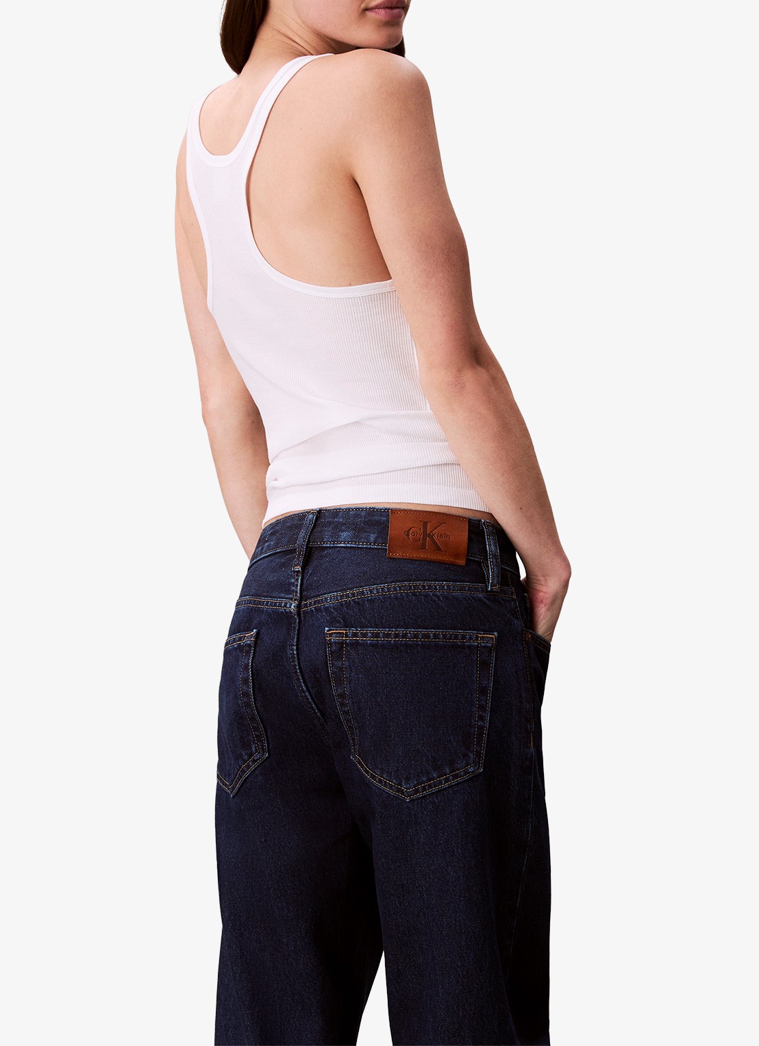Calvin Klein Straight leg jeans met steekzakken - detail 5 donkerblauw